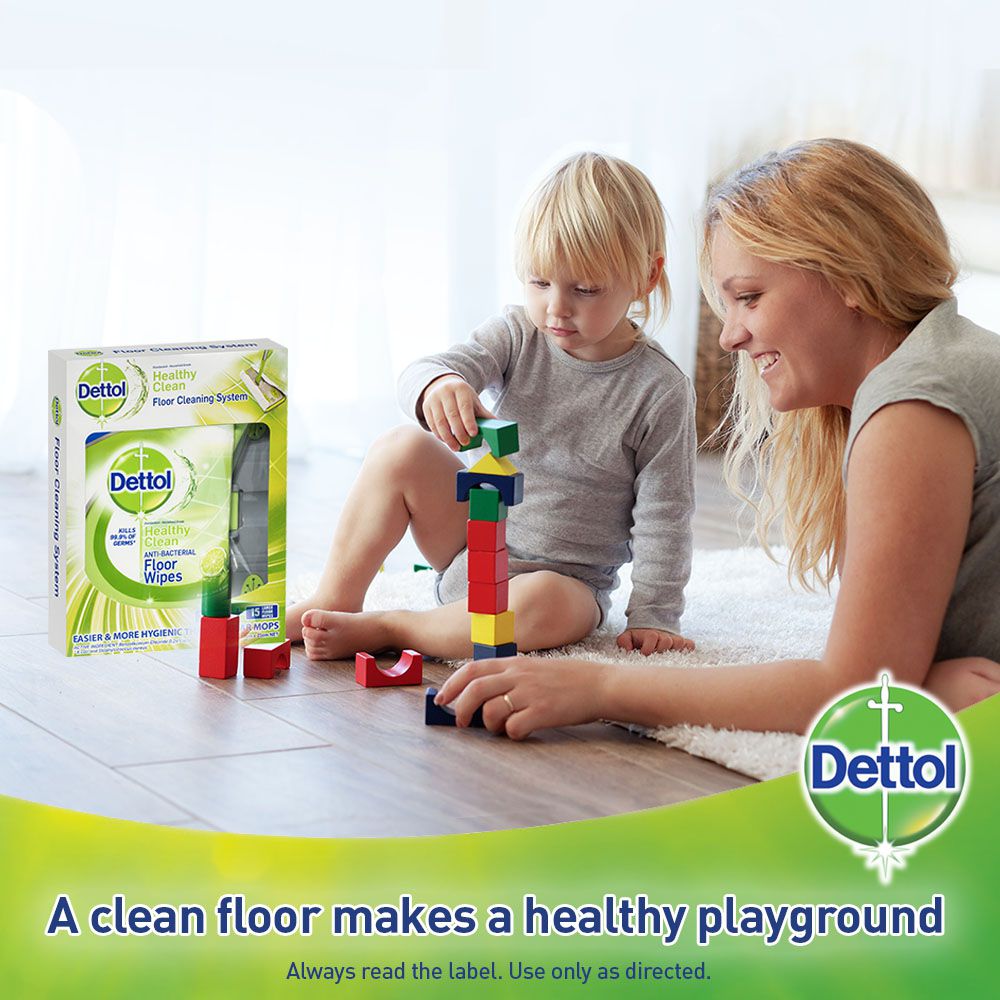 Dettol Antibacterial Floor Cleaning System + Large Floor Wipes